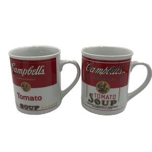 Vtg 1994 Set 2 Campbells Condensed Tomato Soup Ceramic Mugs 125th Anniversary